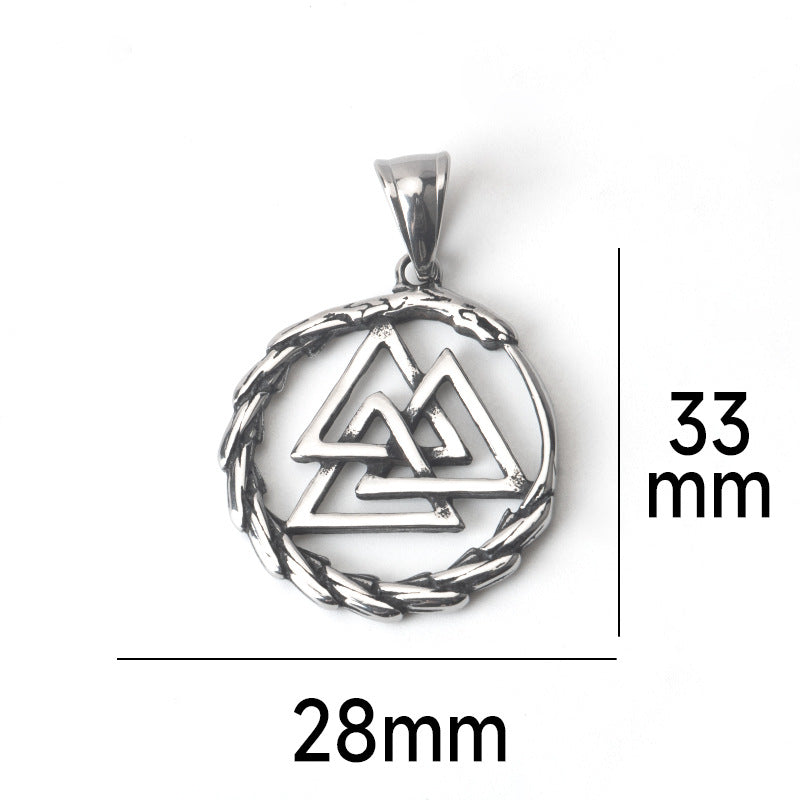 Stainless Steel Vintage Viking Triangle Tail Snake Pendant