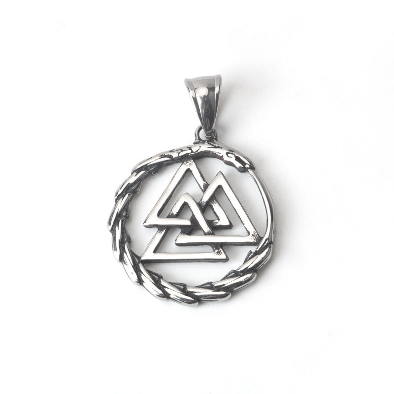 Stainless Steel Vintage Viking Triangle Tail Snake Pendant