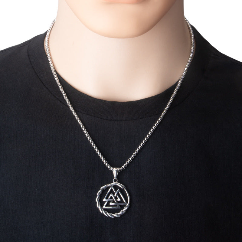 Stainless Steel Vintage Viking Triangle Tail Snake Pendant