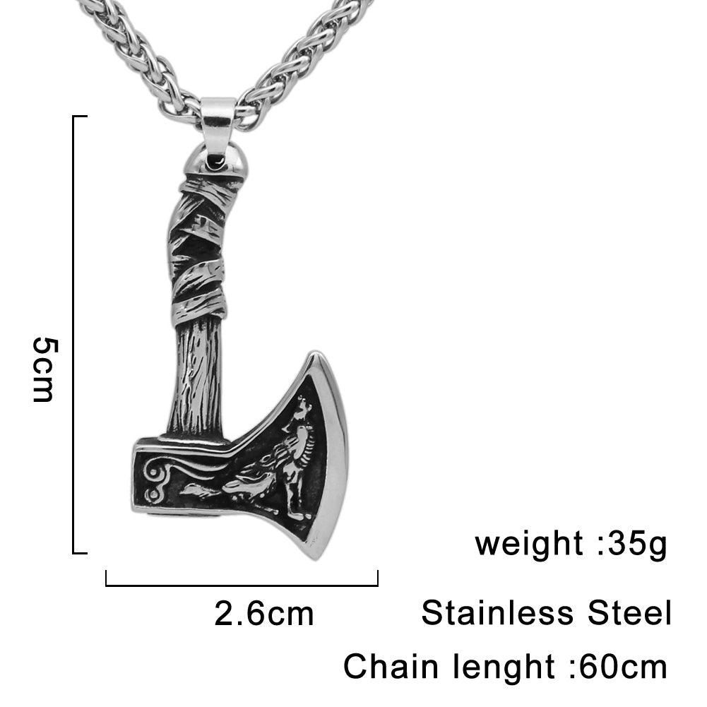 Raven and Wolf Axe Pendant (VN036)