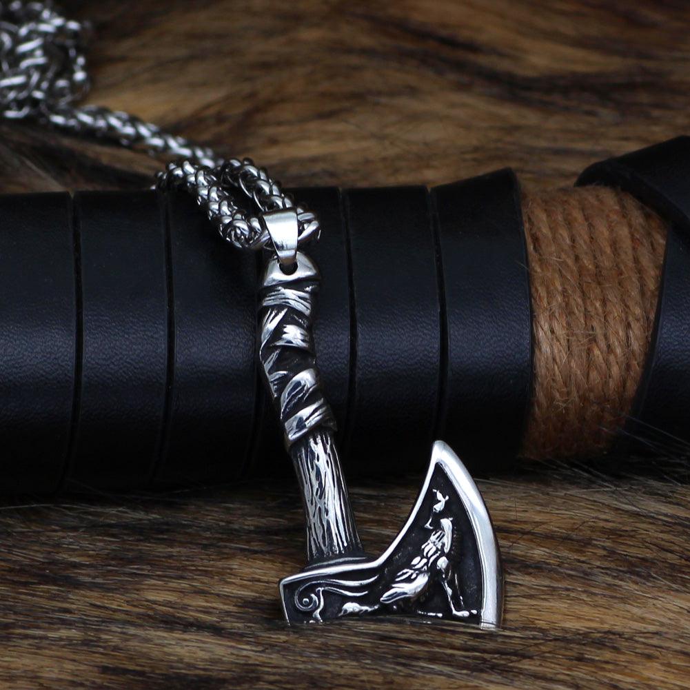 Raven and Wolf Axe Pendant (VN036)