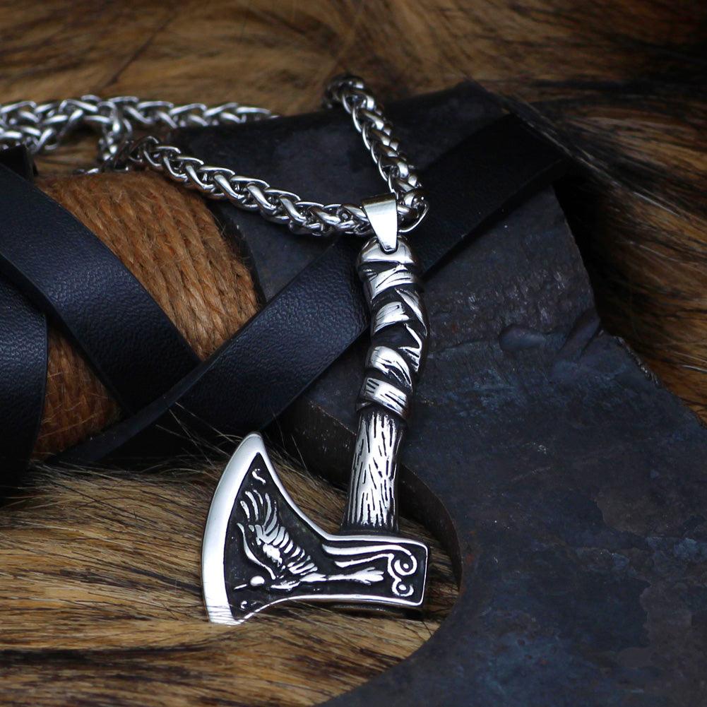 Raven and Wolf Axe Pendant (VN036)
