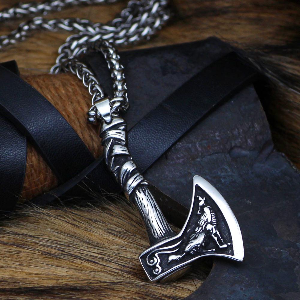 Raven and Wolf Axe Pendant (VN036)