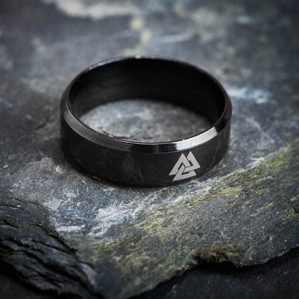 Black Stainless Steel Valknut Ring
