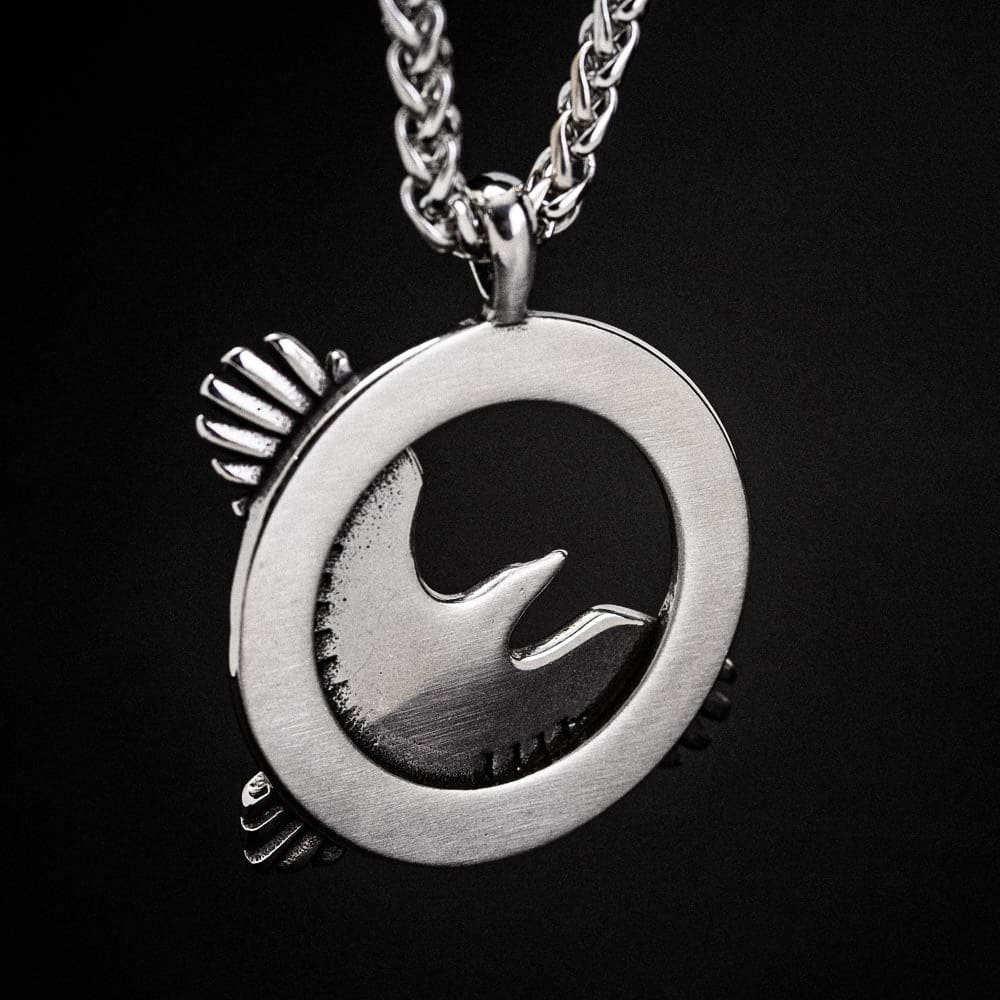 Circular Stainless Steel Raven Necklace