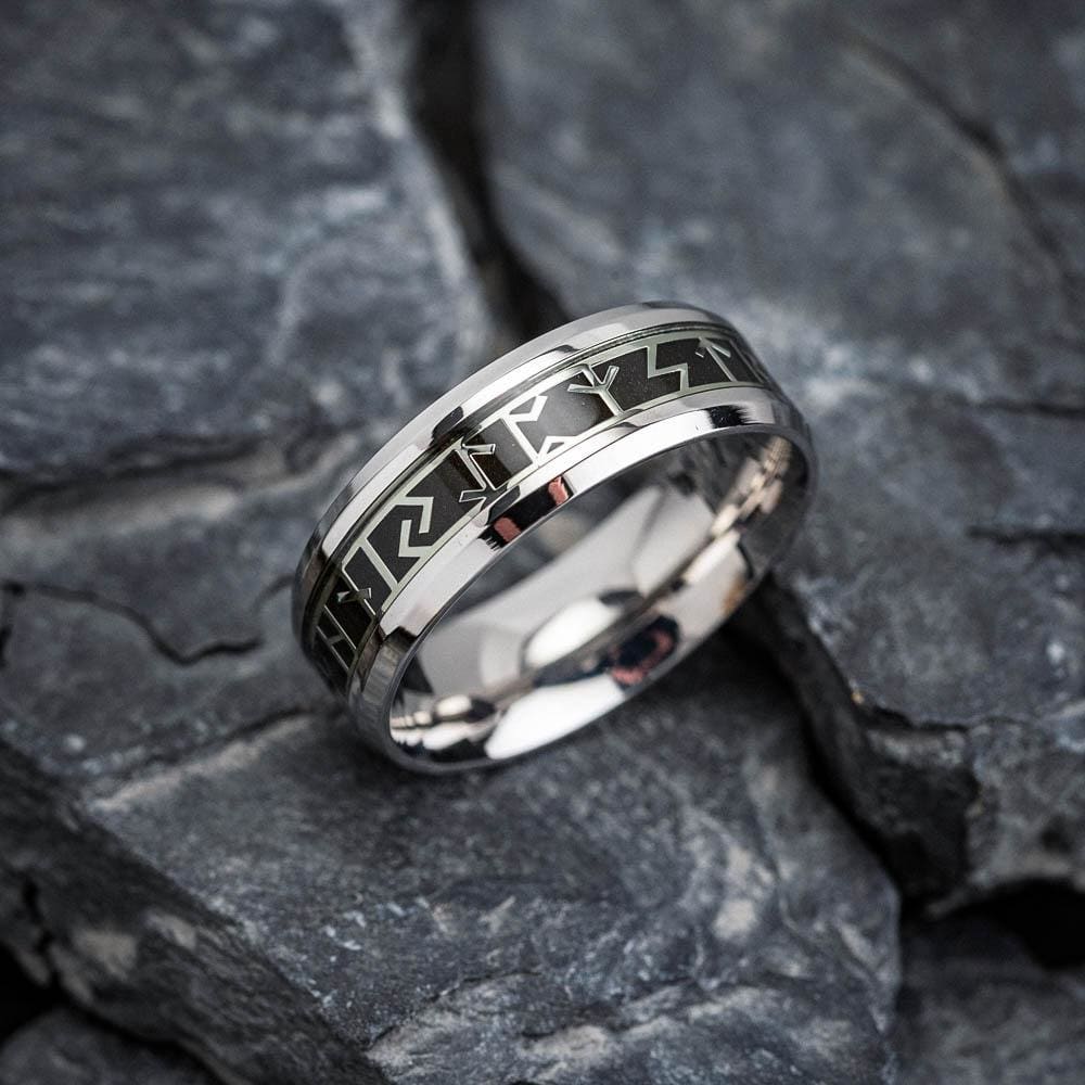 Stainless Steel Viking Elder Futhark Rune Ring