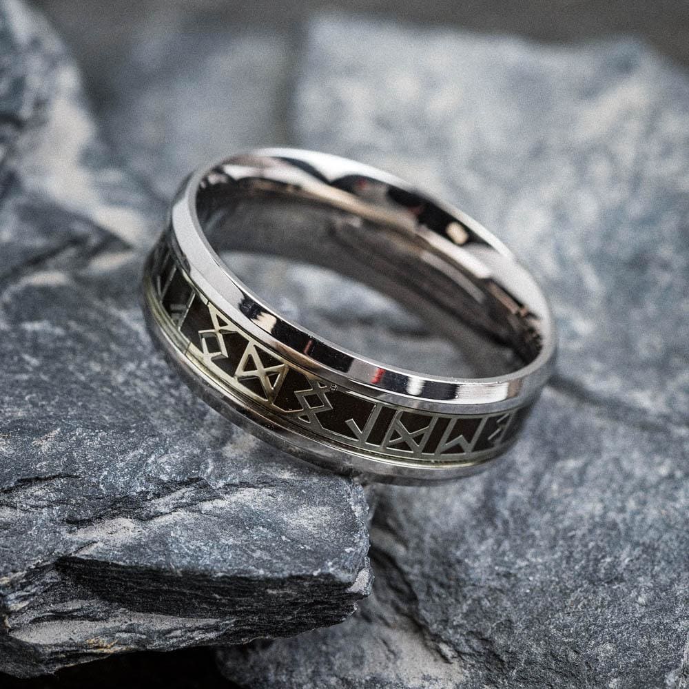 Stainless Steel Viking Elder Futhark Rune Ring