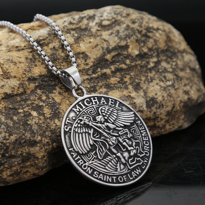 Stainless Steel Valknut and Skull Mjolnir Necklace