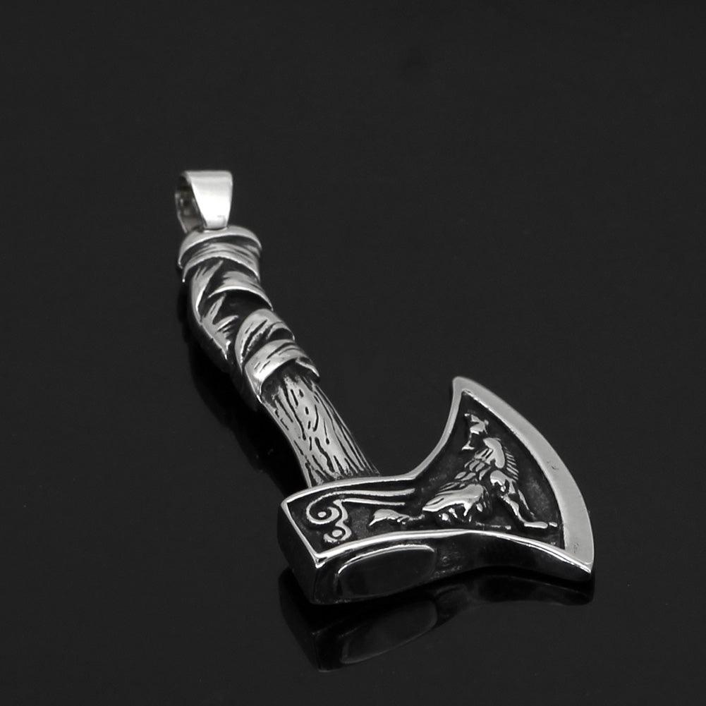 Raven and Wolf Axe Pendant (VN036)