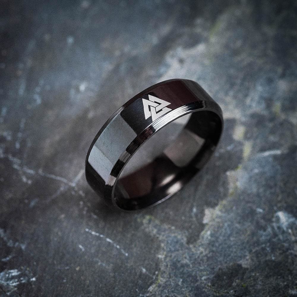 Black Stainless Steel Valknut Ring