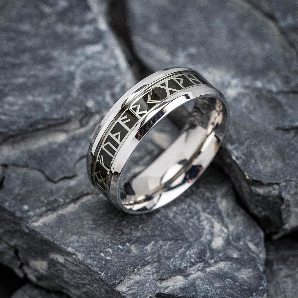 Stainless Steel Viking Elder Futhark Rune Ring