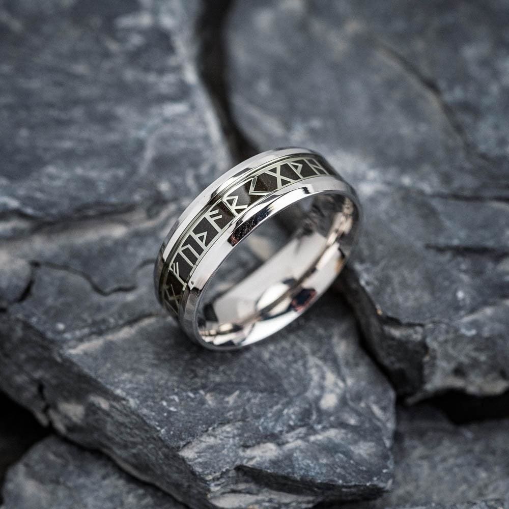 Stainless Steel Viking Elder Futhark Rune Ring